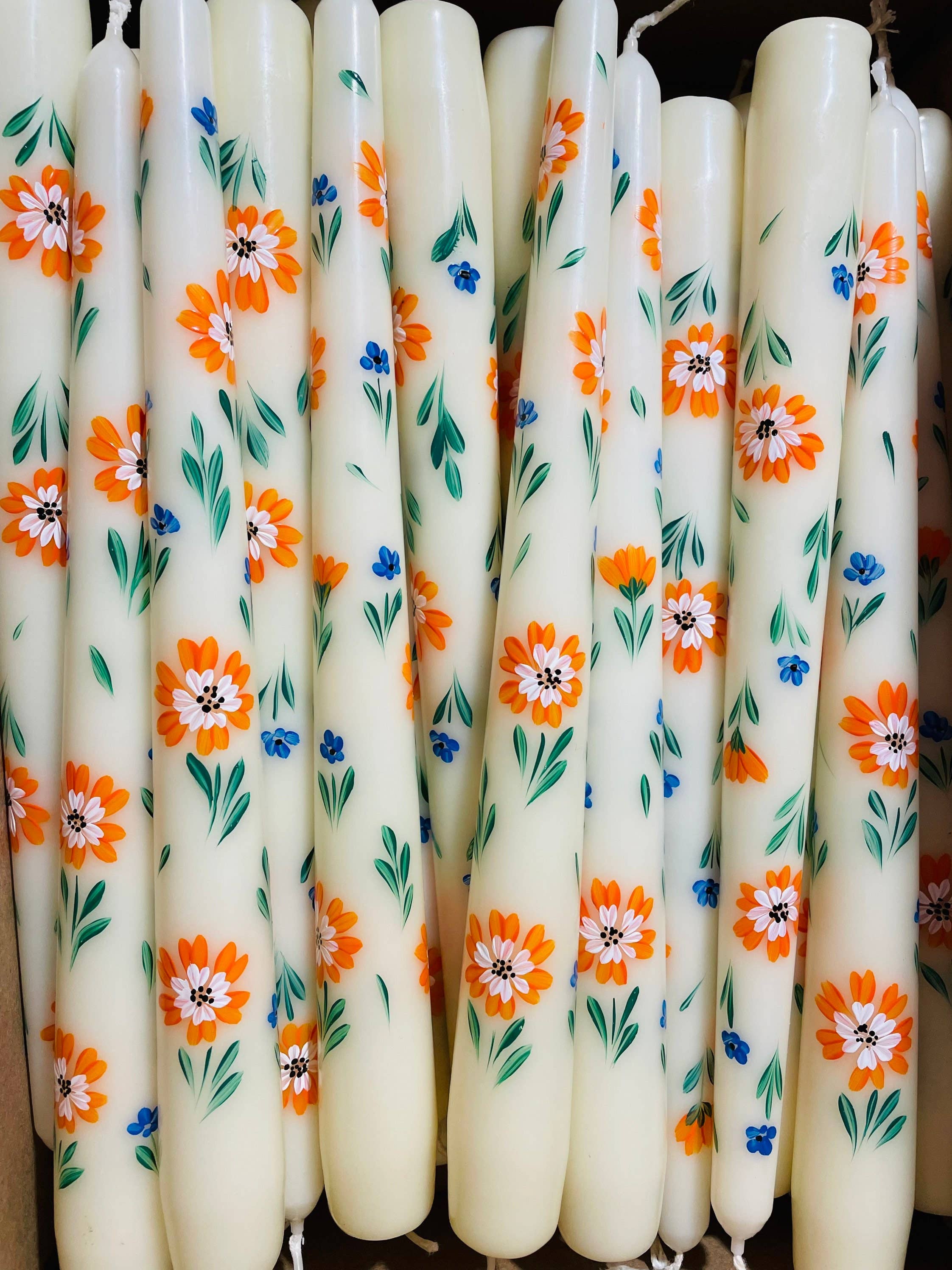 May20design - Wholesale Tapered Candle/Candlestick - Set of 2 Hand Painted Floral Taper Candles for Table Decor2