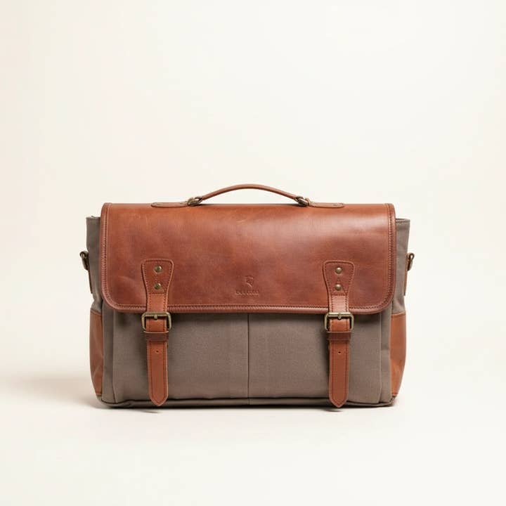 Barholm Leather & Canvas Messenger for wholesale by Burghley