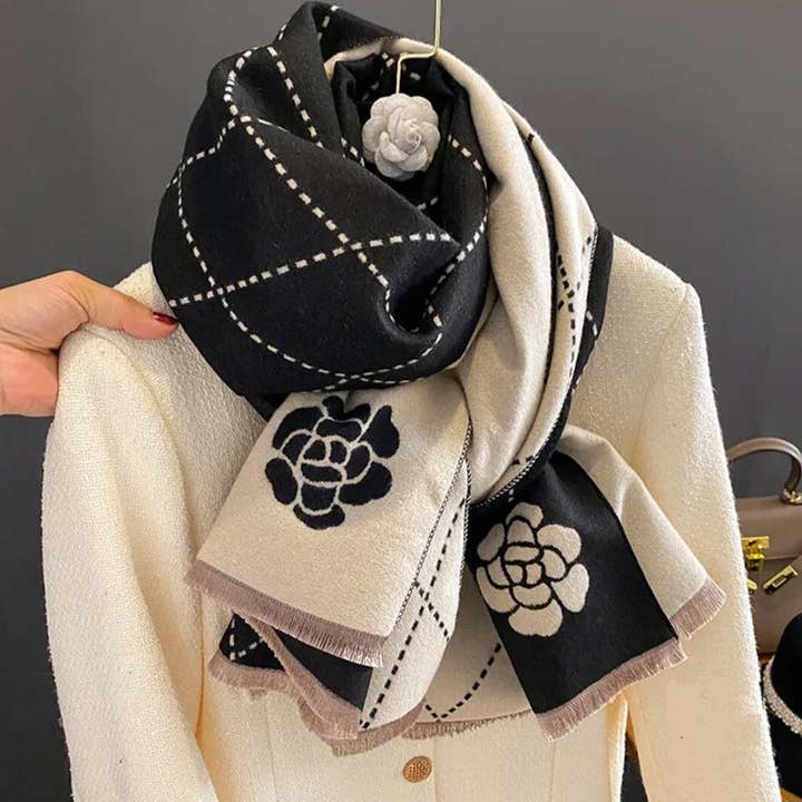 Hatzzi - Wholesale Scarf - Women's - Soft Rose Print Warm Double-Sided Shawl/Scarf5