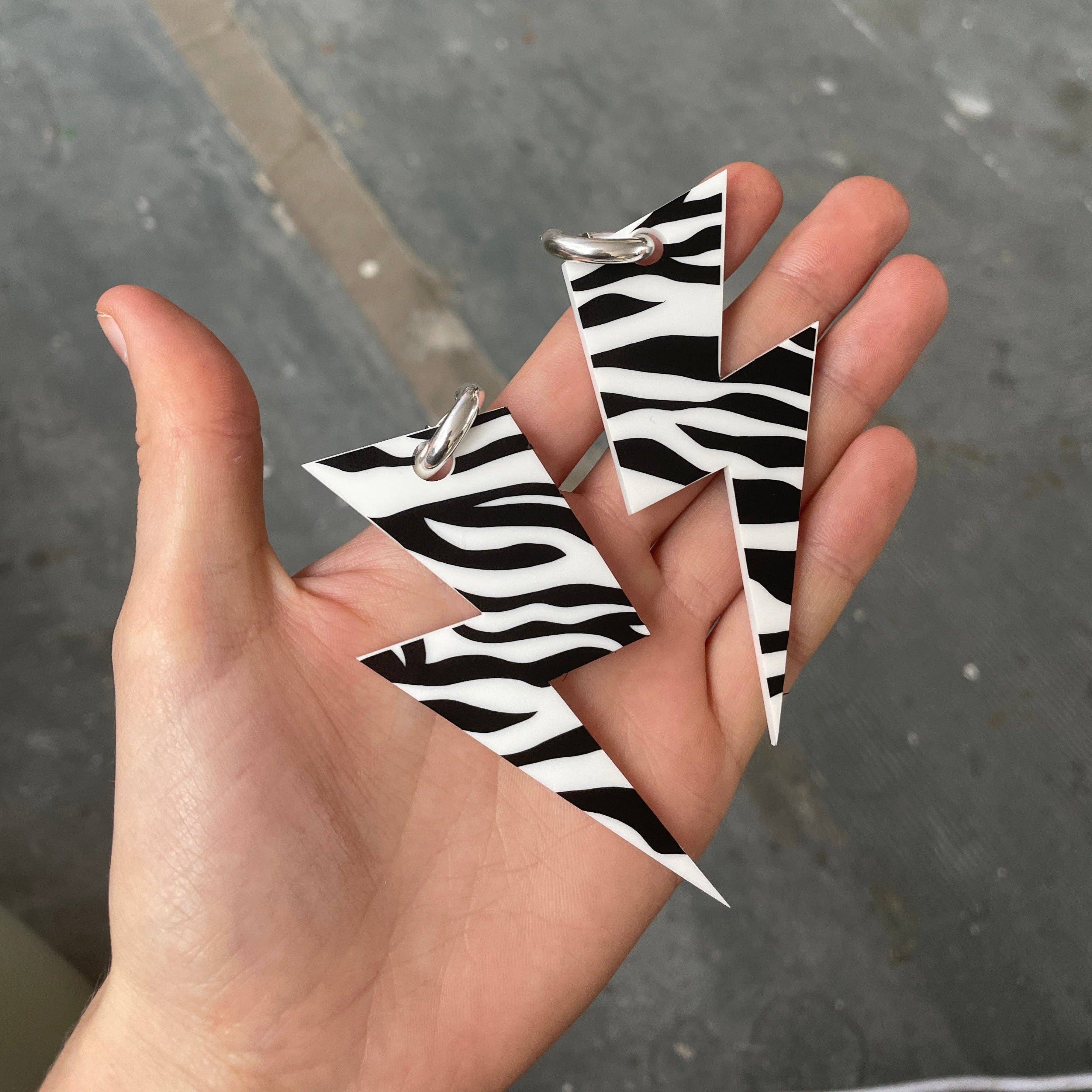 Fairly Odd Shop - Wholesale Dangle Earrings - Zebra Blaze Lightning Bolt Earrings3