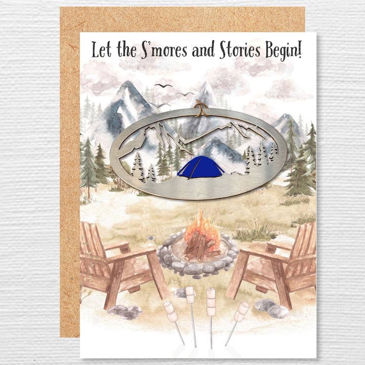 Mountain camping ornament- Let the s'mores 5x7 Greeting Card for wholesale by Authenticaa