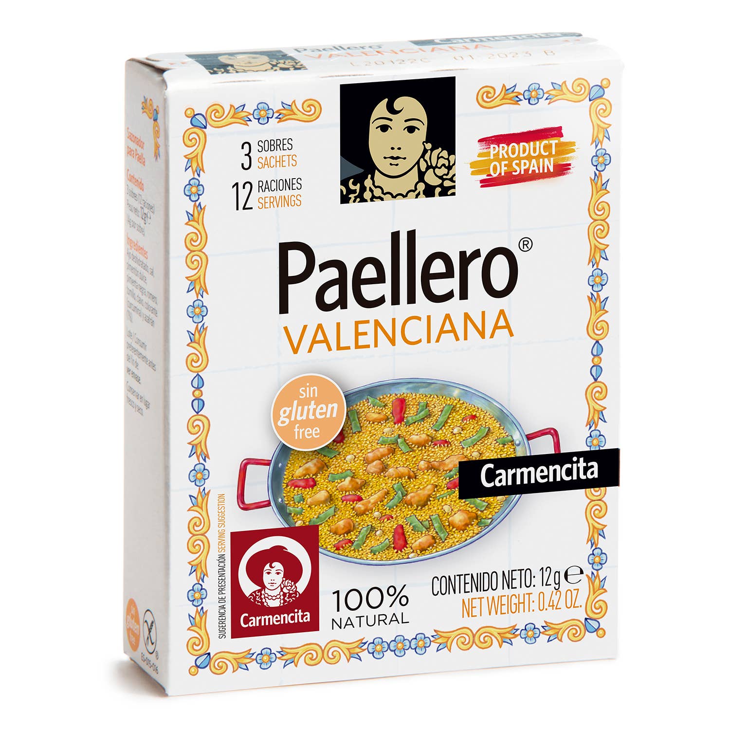 Carmencita - Wholesale Dried Spice Mix - Paellero Valenciana 12G Case 3 Envelopes0