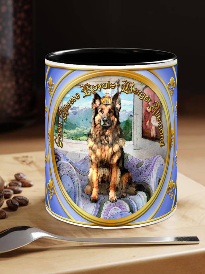 MUG Chien - BERGER ALLEMAND - Collec. "Son Altesse Royale" pour la vente par Miss Iz
