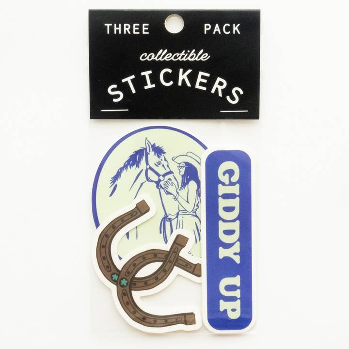 Giddy Up Vinyl Klistermærke Tre-Pak - Cowgirl Tema for engroshandel hos Union Made