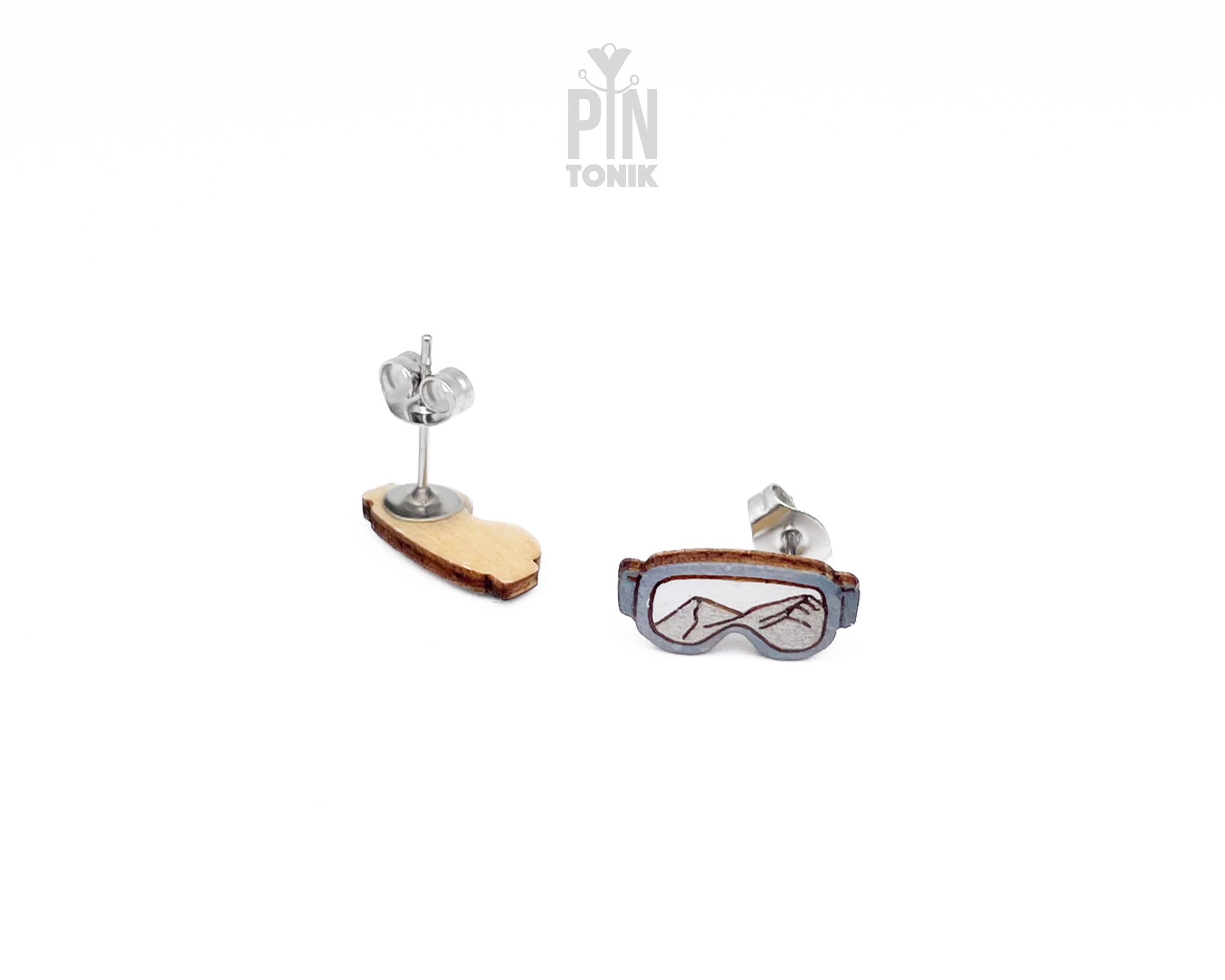 PinTonik - Wholesale Stud/Post Earrings - Ski Goggle Stud Earrings - Wooden Apres Ski Jewelry2