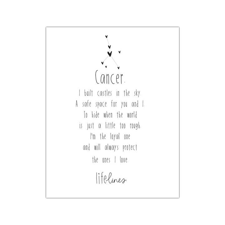 Lief Leven - Wholesale Poster - Mini Poster Sterrenbeeld Cancer - Engels