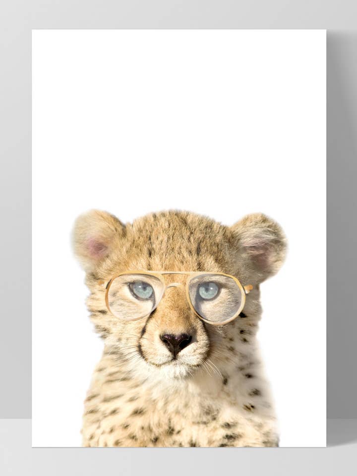 Arte Baby Cheetah. Chita Bonita em Sunnies. Decoração de quarto de criança por atacado de PRINT AND PROPER