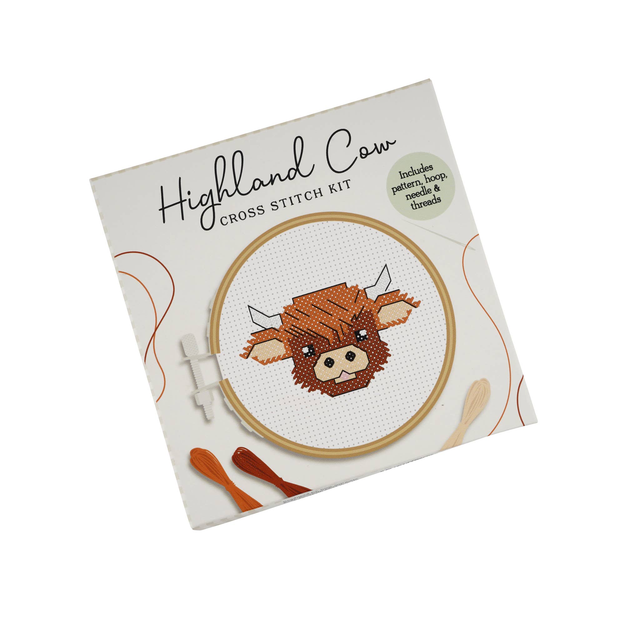 CGB Giftware - Wholesale Embroidery/cross-stitch supplies - Bramble Farm Highland Cow Mini Cross Stitch Kit2