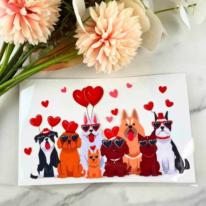 Valentine Hundgrupp1 | 4" UV DTF-dekal för wholesale av HKS Custom Designs