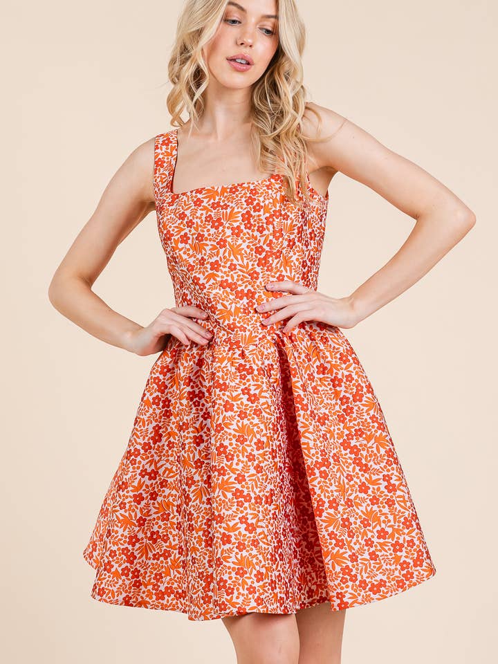 Floral Jacquard Mini Dress, MD51603 for wholesale by GeeGee x Lovelo