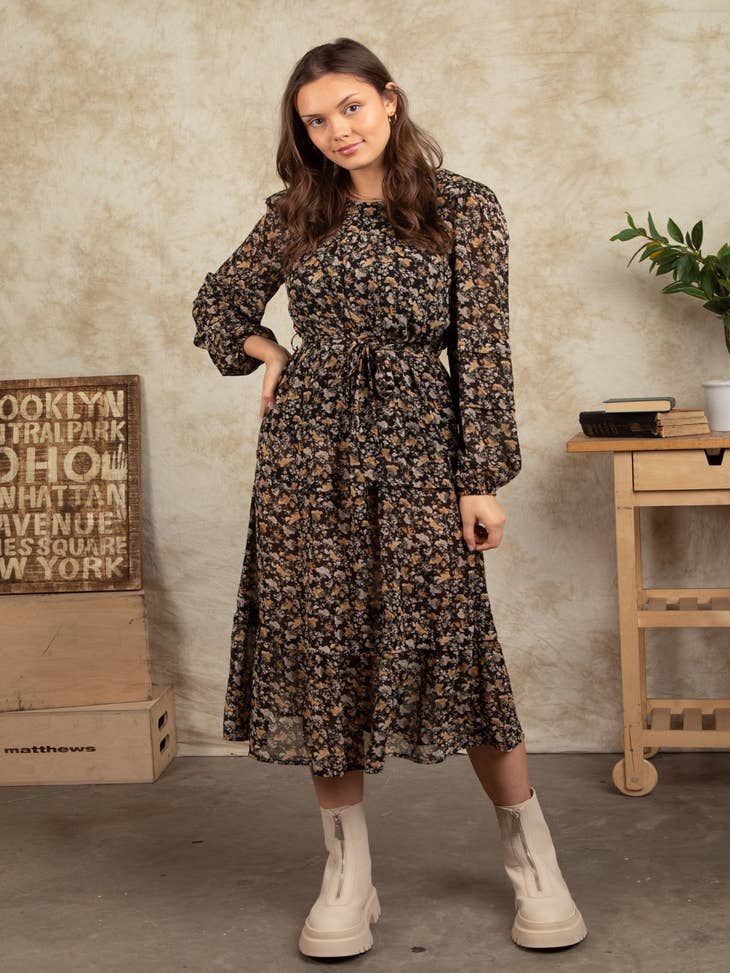 Wholesale LD44145X-PLUS SIZE Floral Printed Puff Sleeve Maxi Dress for your  store - Faire