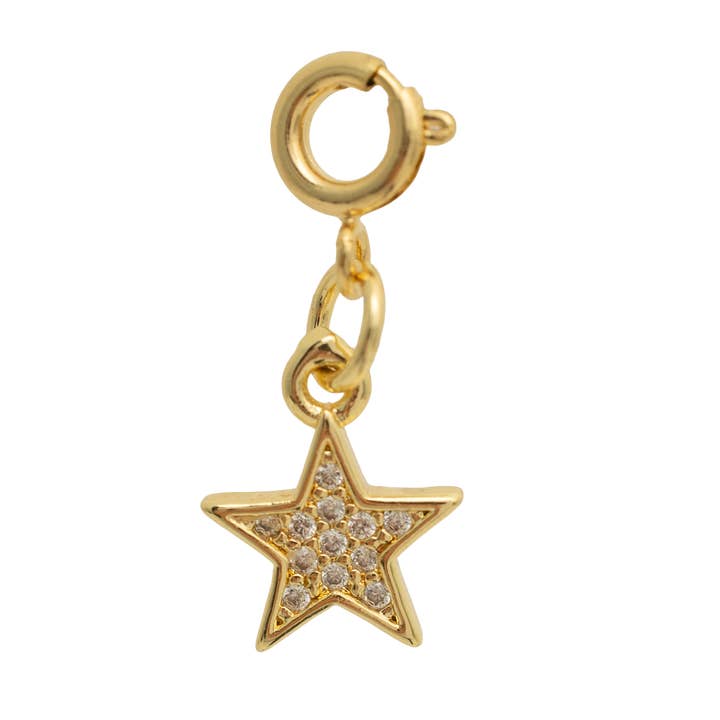 Gold Star Charm Pendant – Crystal-Encrusted Sparkle for wholesale by Charmed By The Crowns