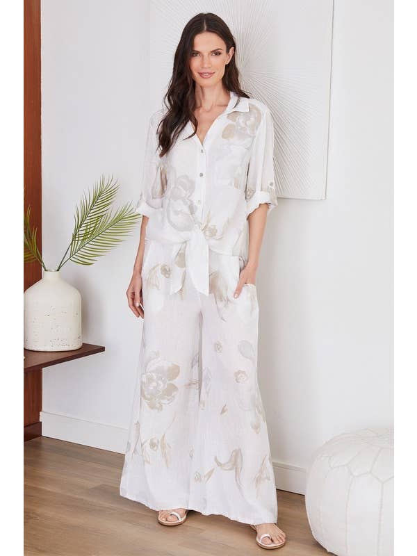 VENTI6 - Wholesale Pants - Women's - PANSY FLORAL PRINT WIDE LEG LINEN PANTS-(8730-PANSY-SKY BLU)5