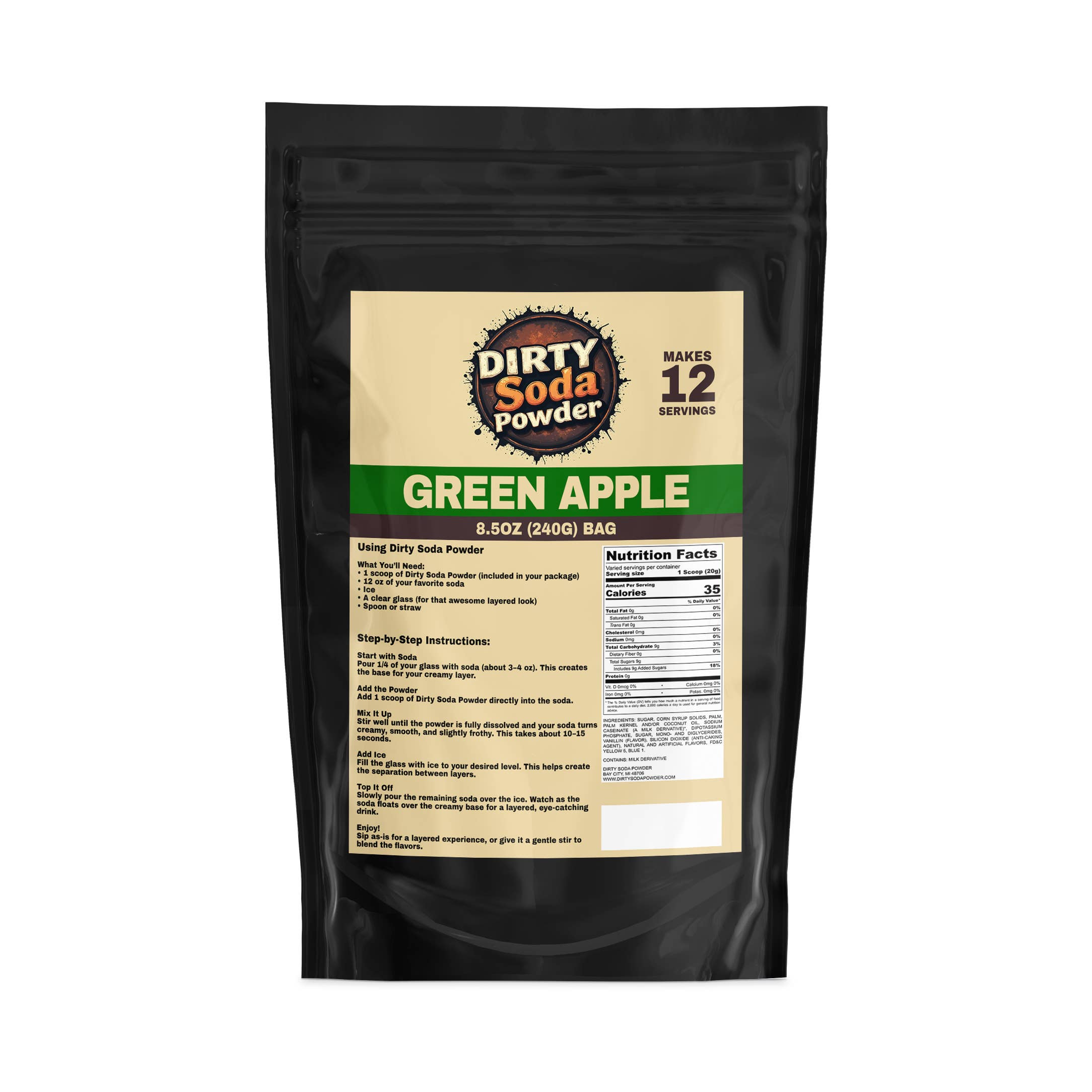 Dirty Soda Powder - Wholesale Drink Mix - Green Apple 🍏 Dirty Soda Powder- All in One Soda Mix1