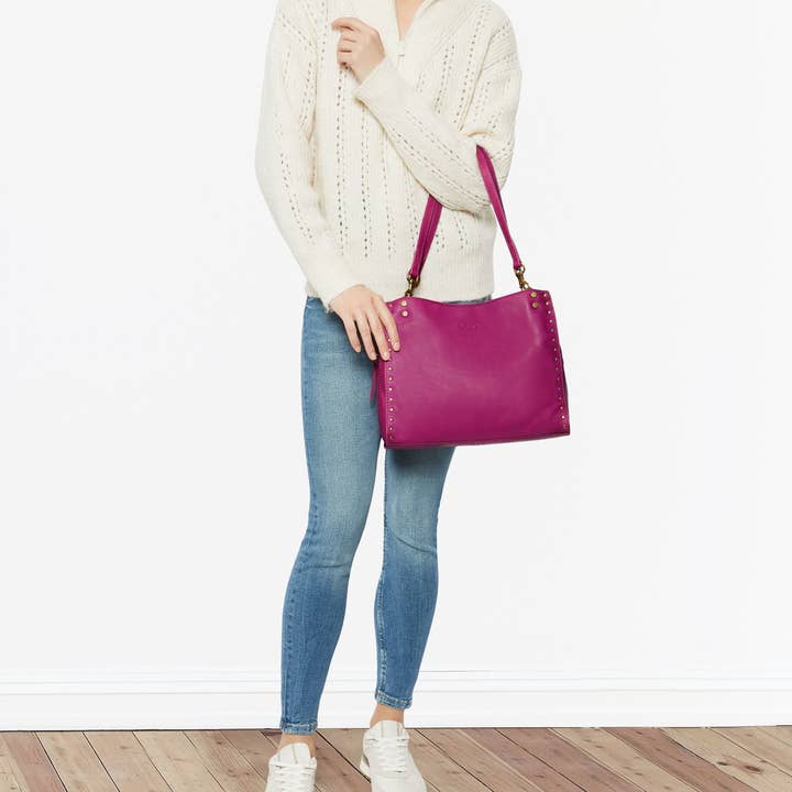 American Leather Co - Wholesale Satchel - Women's - Lenox Studded Triple Entry Satchel