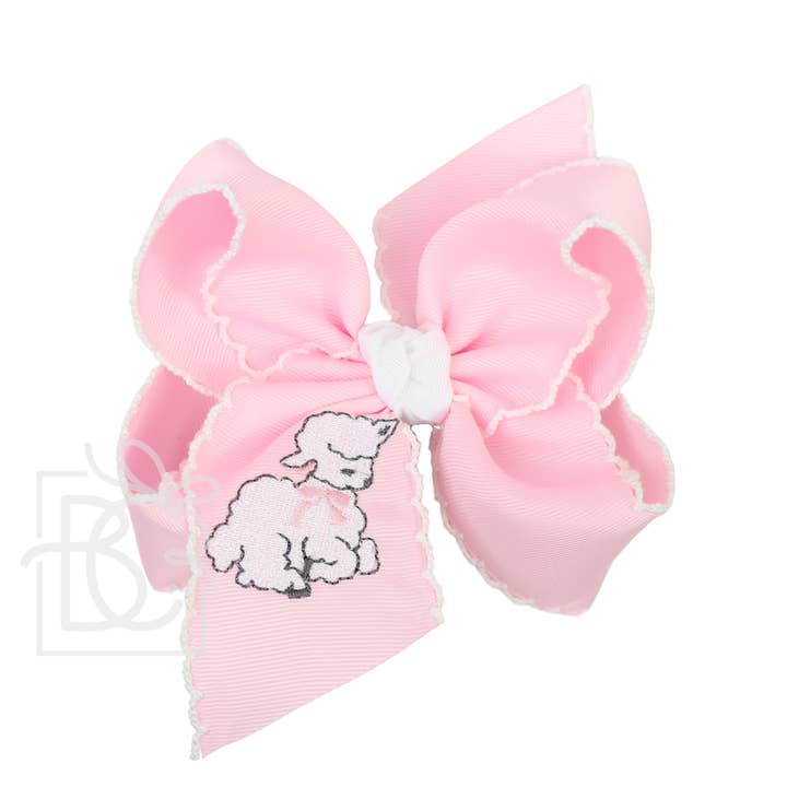 Beyond Creations, LLC – wholesale Hårrosett - Barn – BRODERAD LAMM 5,5 ”STOR VIRKAD HÅRBÅGE
