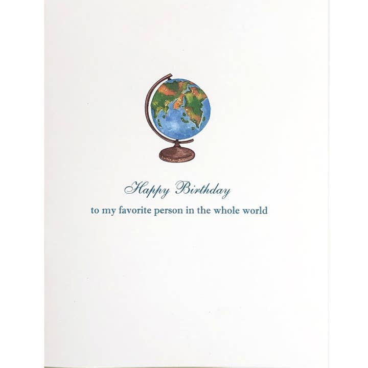 Favorite Person in the whole world- Globe Birthday Card for wholesale by lumia designs