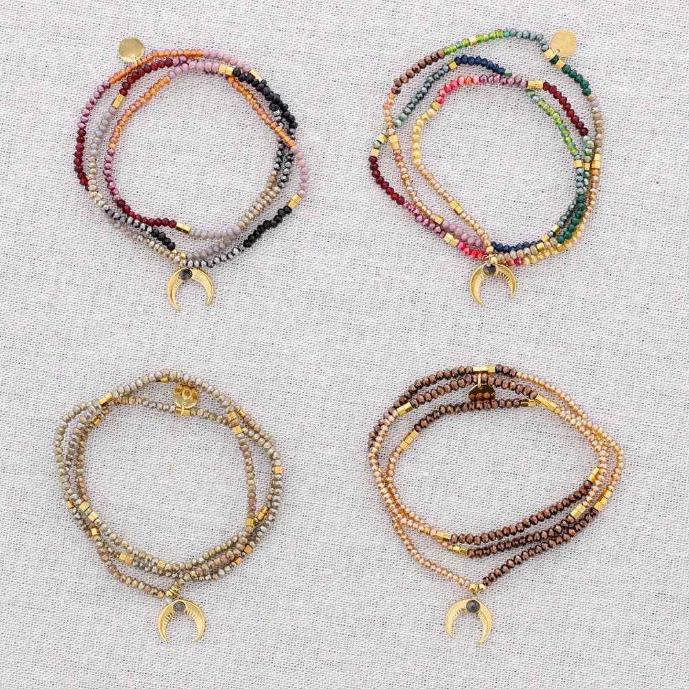 Sonata – wholesale Beaded bracelet – Elastic Steel Beaded Bracelet with Horn Pendant2
