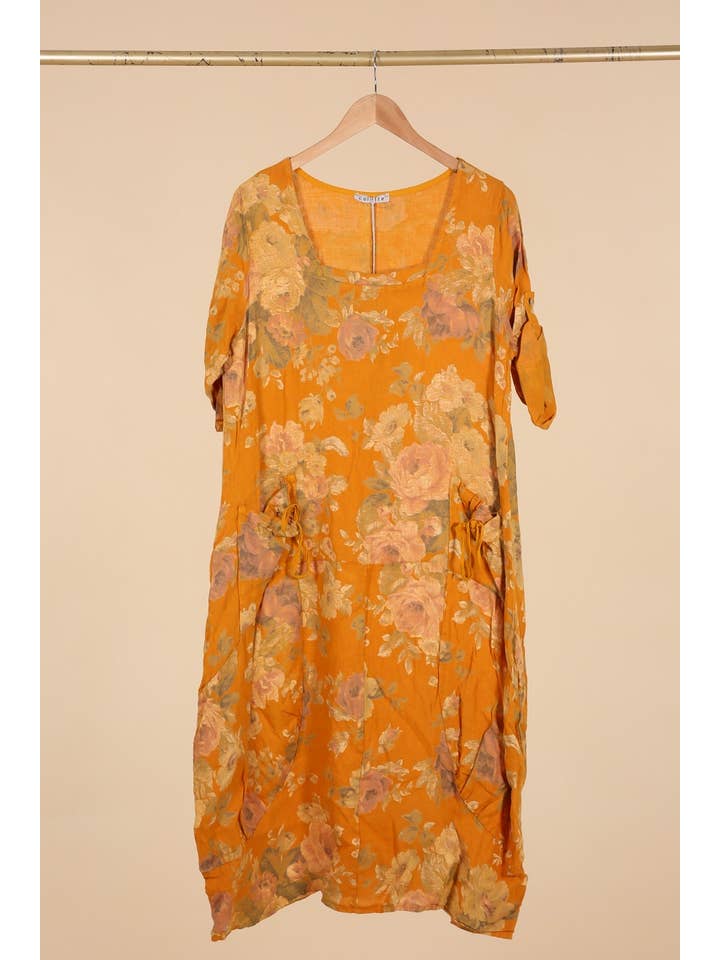 la maison des fibres naturelles – Großhandel Kleid – Damen – Leinenkleid mit floralem Muster, 100 % Leinen, Modell 6796742