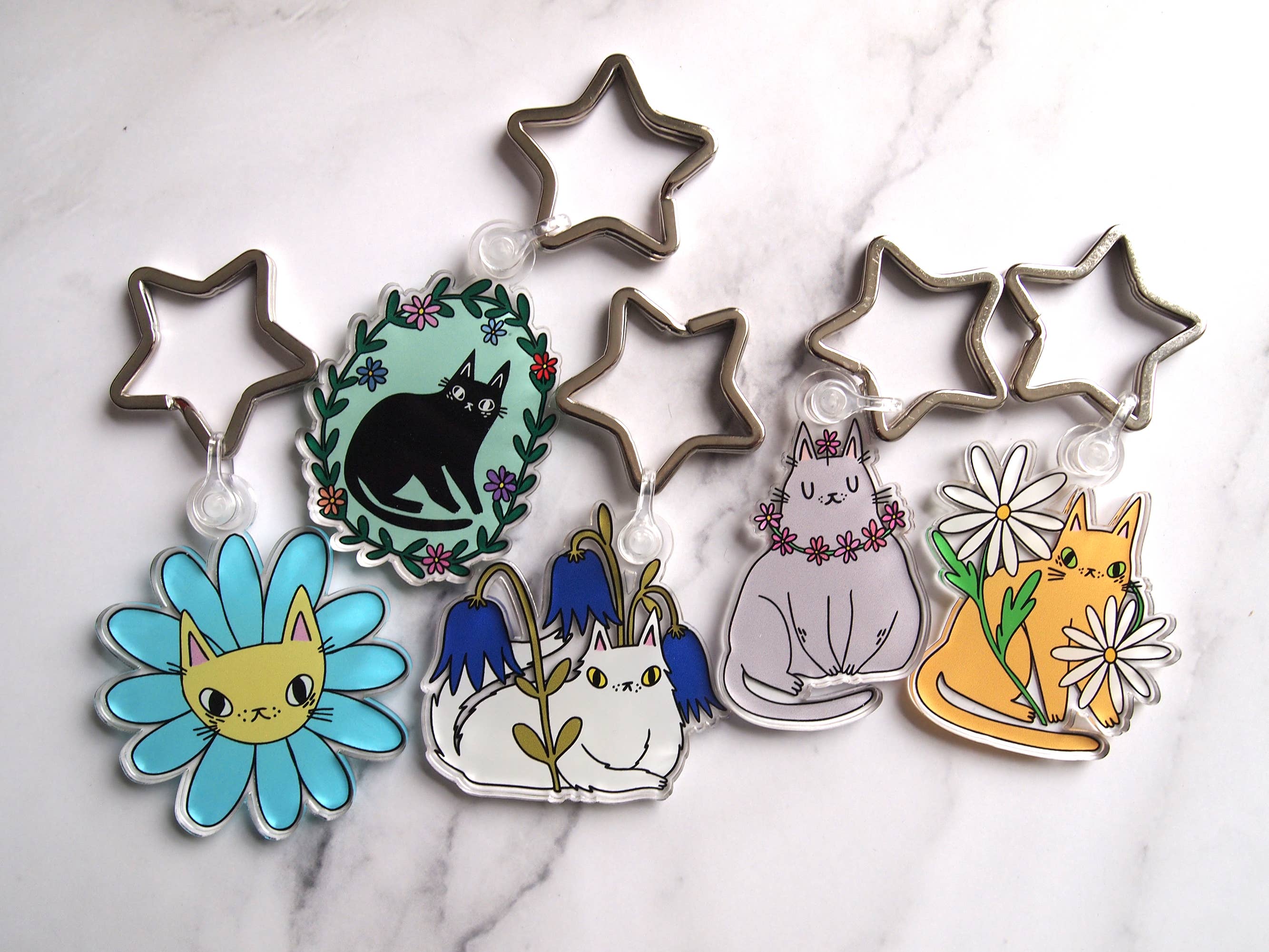 I LIKE CATS – wholesale Keychain – Women's – Cats and flowers acrylic keychain blind bag, mystery bags2