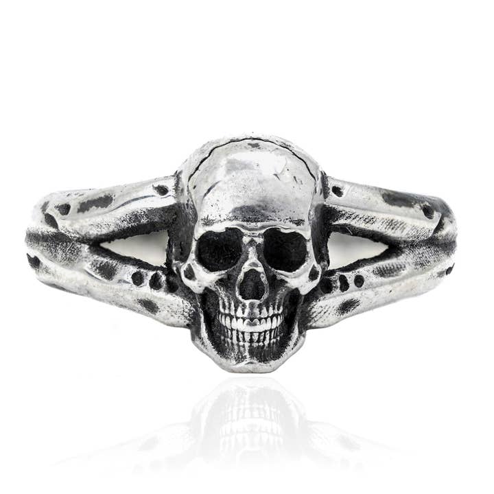 Small Skull Ring - Gothic Jewellery - 925 Sterling Silver for wholesale by Black Feather Design
