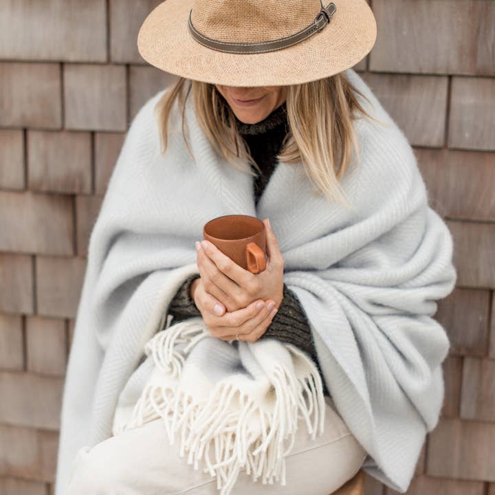 Atlantic Blankets - Wholesale Throw Blanket - Gull Grey Herringbone Wool Blanket
