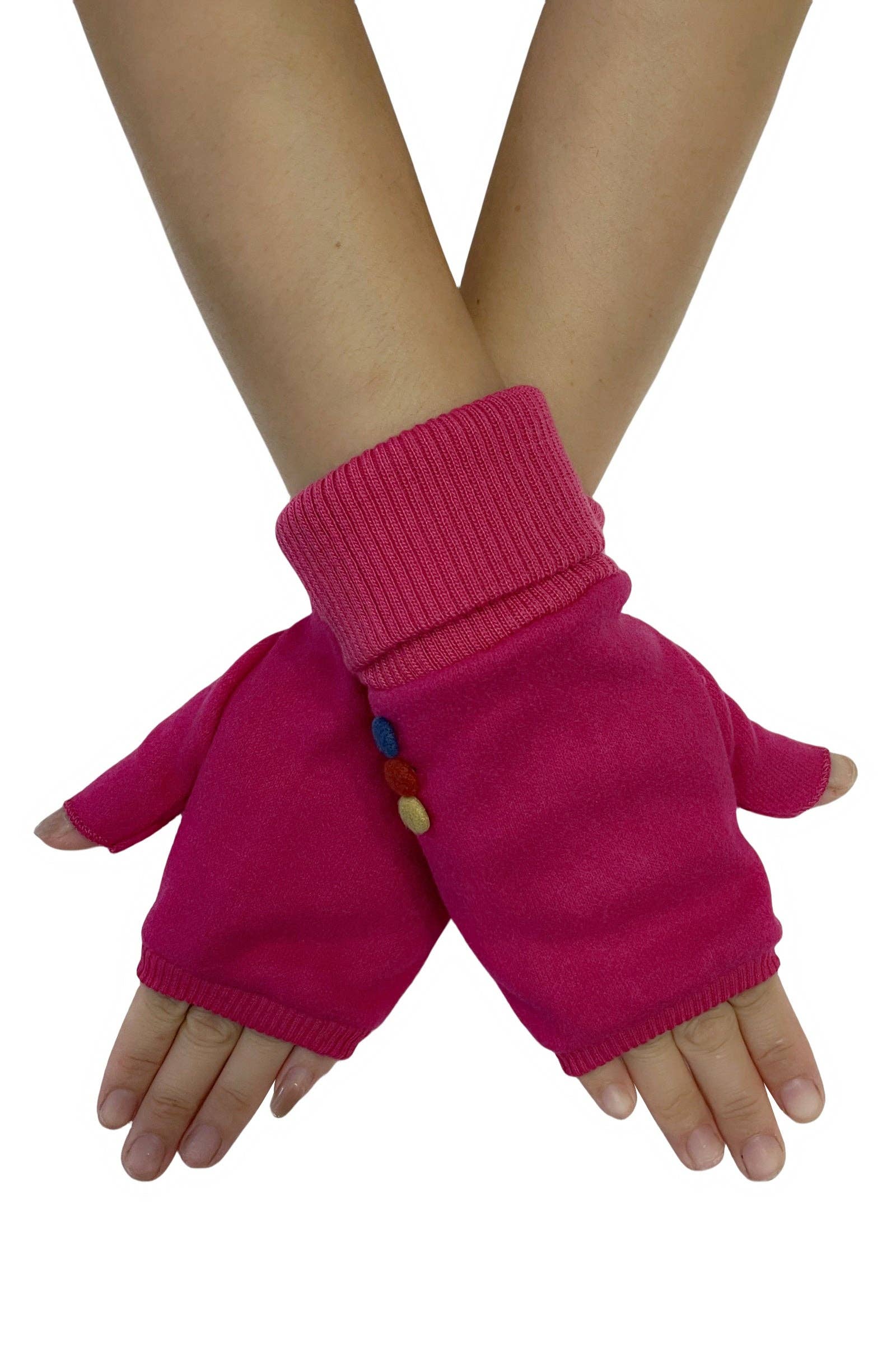 Fashion Scarf World – wholesale Gloves – Women's – Elasticated Plain Button Fingerless Gloves5