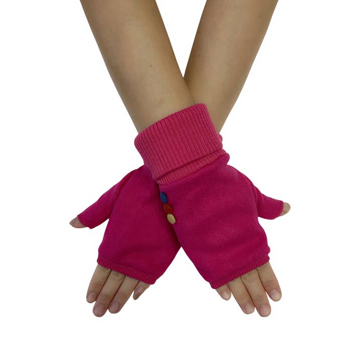 Fashion Scarf World – wholesale Gloves – Women's – Elasticated Plain Button Fingerless Gloves5