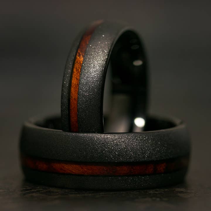 Sandblasted Black Ring, Wooden Ring for Men, Wood Ring, 933 for wholesale by AxBands