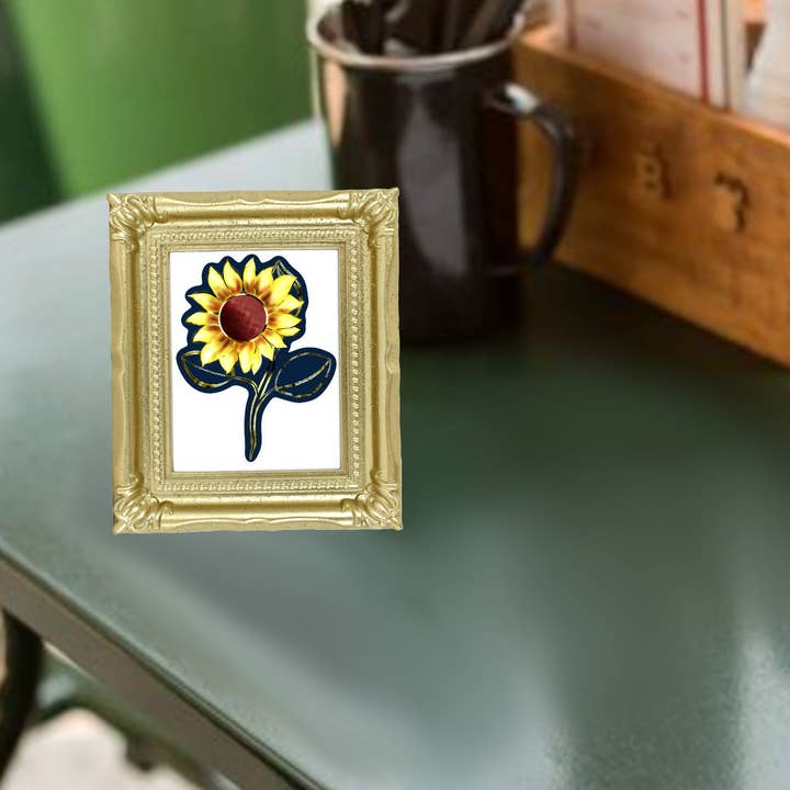Neverending Stickers - Gold Framed Mini Print - Sunflower - for wholesale on Faire2