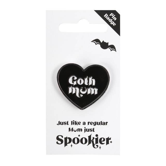 Something Different Wholesale - Wholesale Lapel Pin/Button - Goth Mum Black Heart Mother's Day Pin Badge