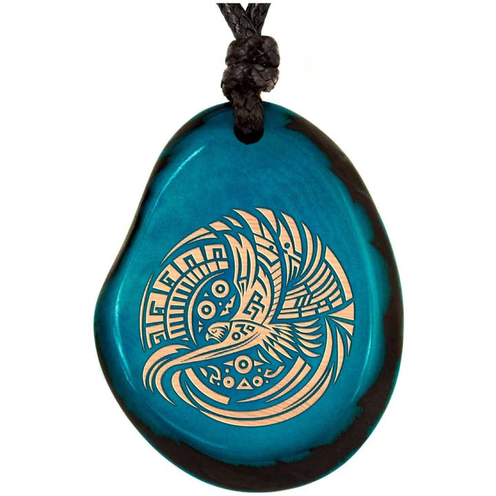 Simaru - Wholesale Pendant/Charm Necklace - TURQUOISE necklace made from tagua nut23
