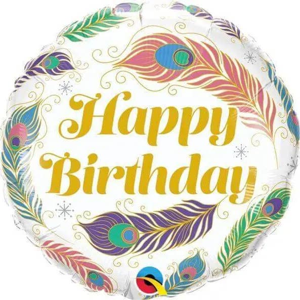 Qualatex - 18" Birthday Peacock Feathers Mylar Balloon #349 for wholesale by Party Expo, LLC