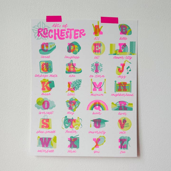 Print | Rochester ABCs | 11"x14” Riso Print for wholesale by Lanni Made