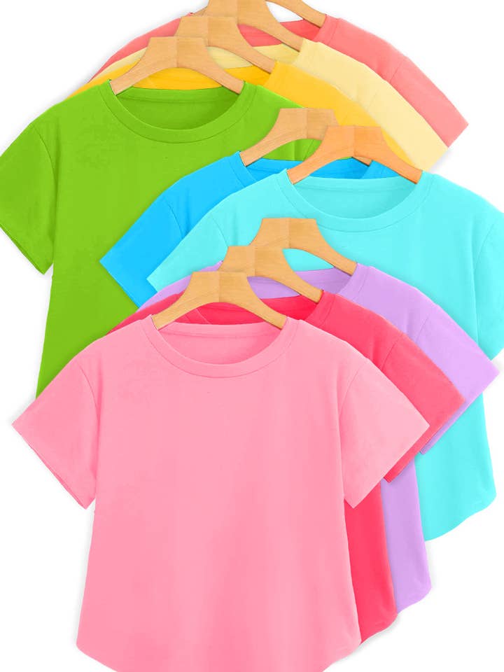 GKT-3105B Girl's Solid Round Neck Tee for wholesale by Cutie Patootie Clothing