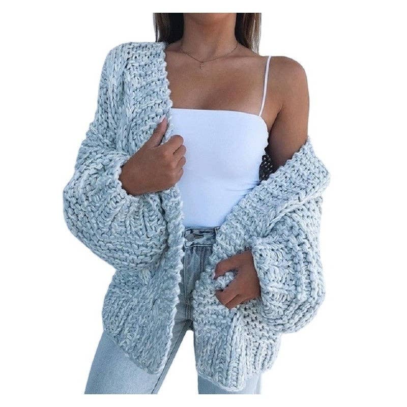 UZ Wholesale Store - Wholesale Cardigan - Dames - Loszittend effen oversized grofgebreid vest1