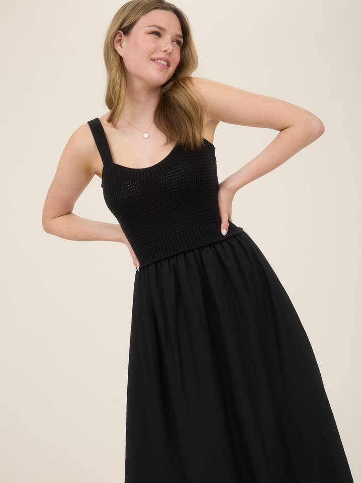 Blu Pepper - Wholesale Dress - Women's - SWEATER KNIT TOP SLEEVELESS MIDI DRESS