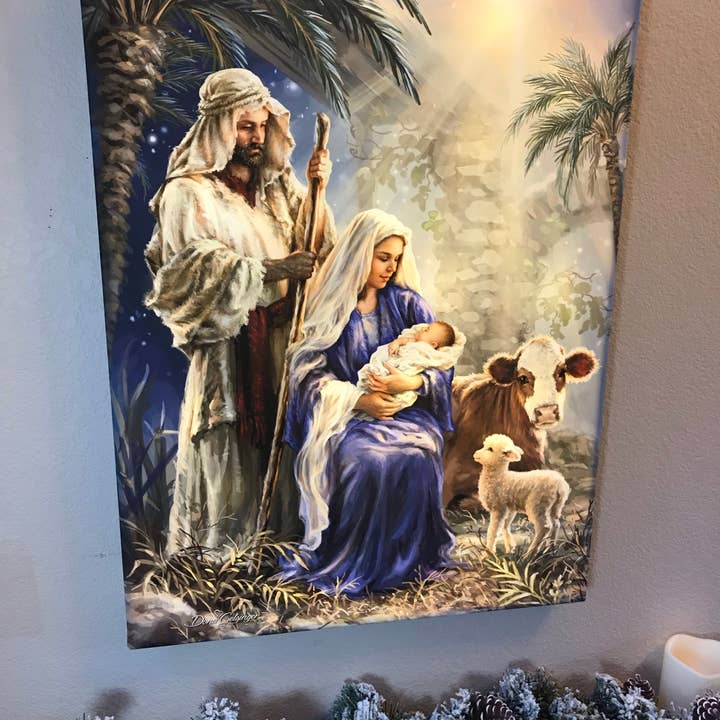 Arte da parete a LED completamente illuminata 18x24 Holy Night per la vendita all'ingrosso da parte di Glow Decor