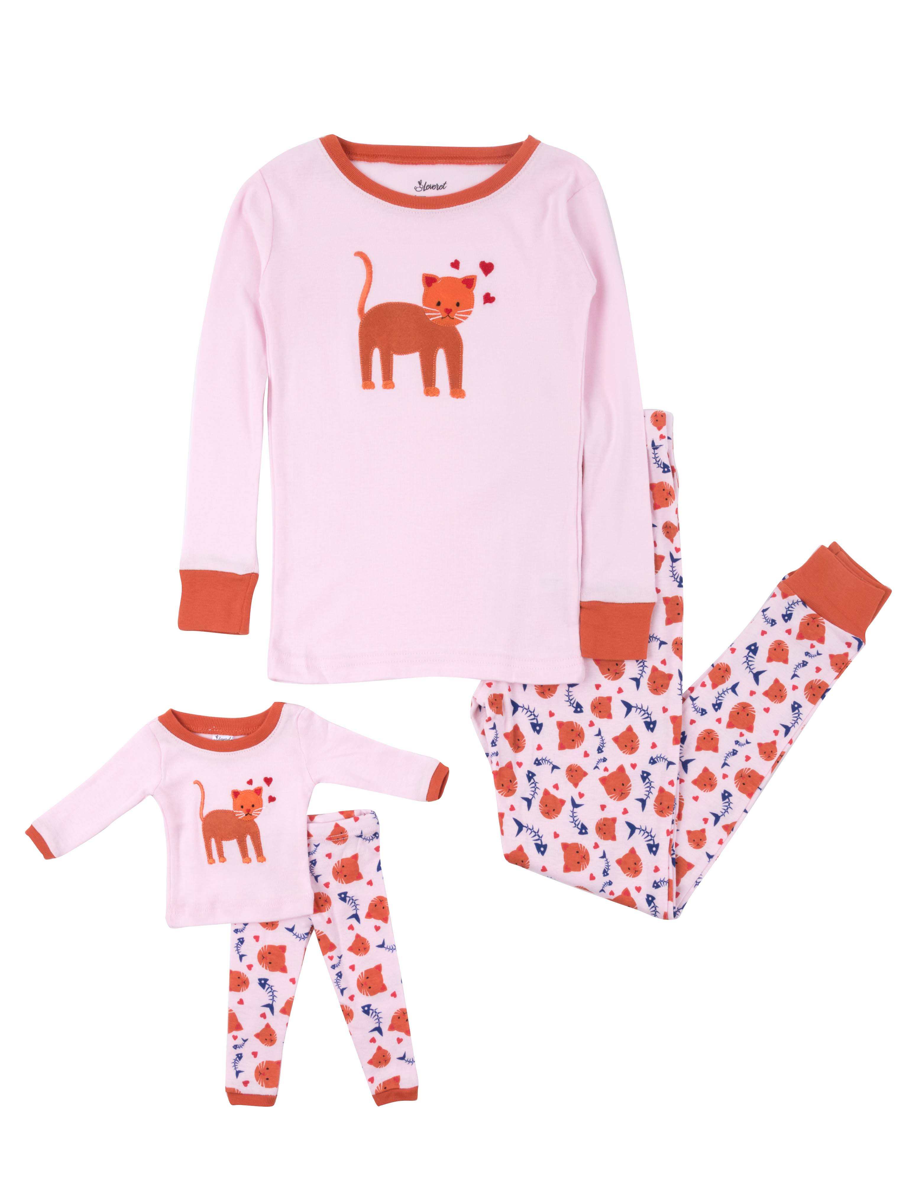 Leveret Pajamas - Wholesale Sleepwear Set - Kids - Kids Girl & Doll Cotton Pajamas28