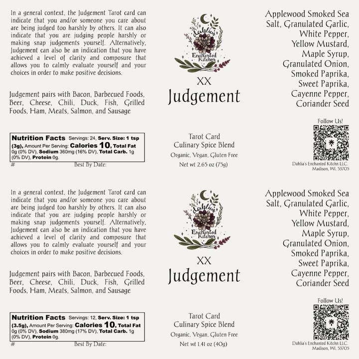 Dahlia's Enchanted Kitchen - Wholesale Dried Spice Mix - Judgement - Tarot Card Culinary Spice Blend6