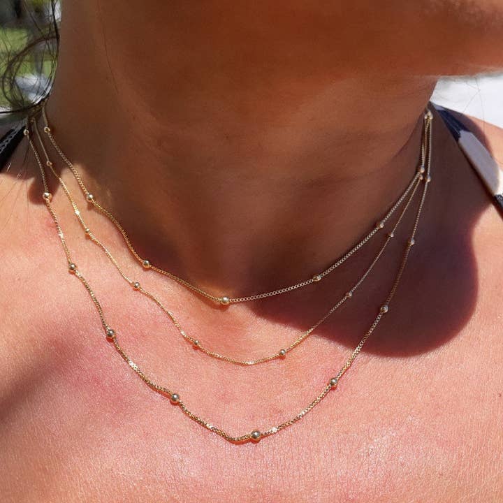 Milie - Wholesale Link & Chain Necklace - 18k GF Satellite Chain 1mm Necklace4