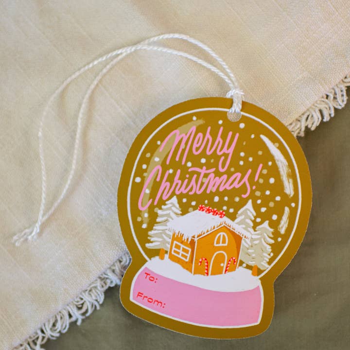 Merry Christmas Snow Globe Gift Tag Set for wholesale by Beka Gene Studio