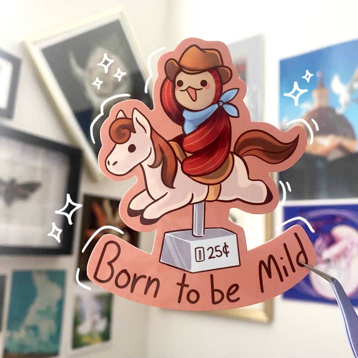 Cowboy Teddy Bear Sticker | Born to be Mild! for wholesale by Lucky Crane Ink