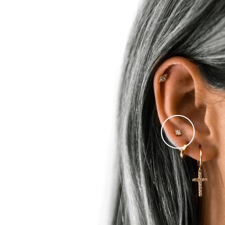 KIKICHIC - Venta al por mayor Pendientes de botón/aretes de poste - Pendientes clásicos con parte trasera plana de tornillo de diamante pequeño CZ1