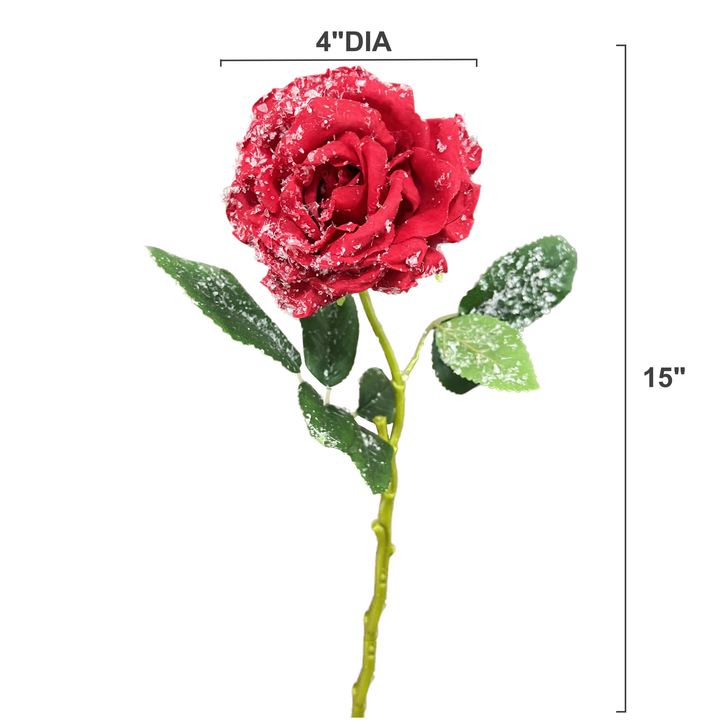 Angel Isabella - Vente Fleurs artificielles - Tige de Rose en Soie Neigeuse de 15 pouces – Décoration de Fêtes d'Hiver1