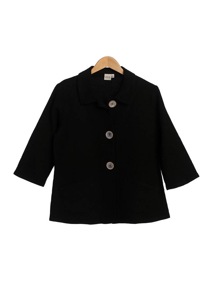 Focus Fashion - Vente Veste – femme - Petite veste gaufrée à manches 3/4 - SW234