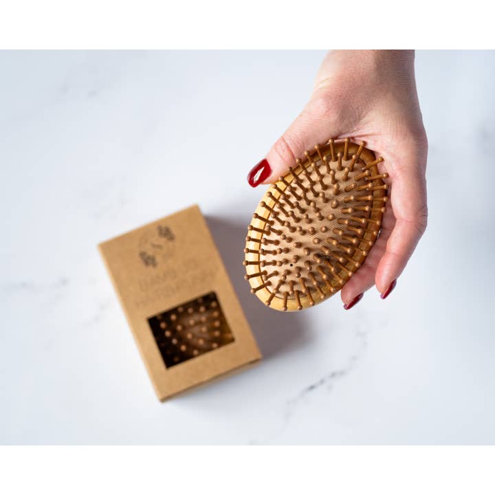 Eco-Friendly Bamboo Hairbrush for wholesale by Steamboat Soap Company