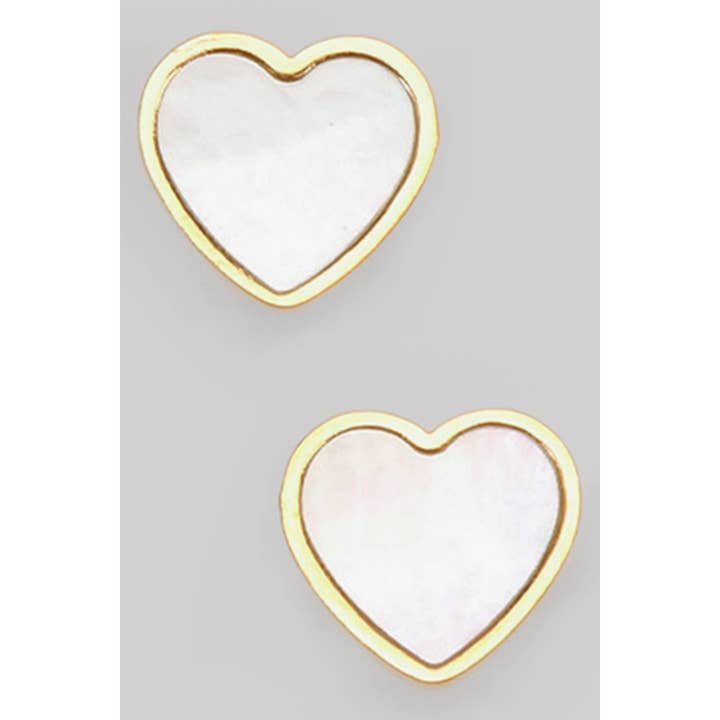 STAINLESS STEEL OPAL HEART STUDS for wholesale by Girly