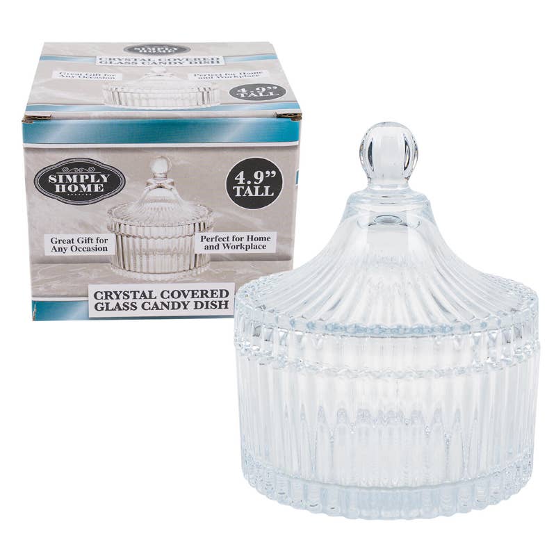 Deluxe Import Trading - Wholesale Food Storage Container - CANDY JAR 4.9''H EMBOSSED GLASS0