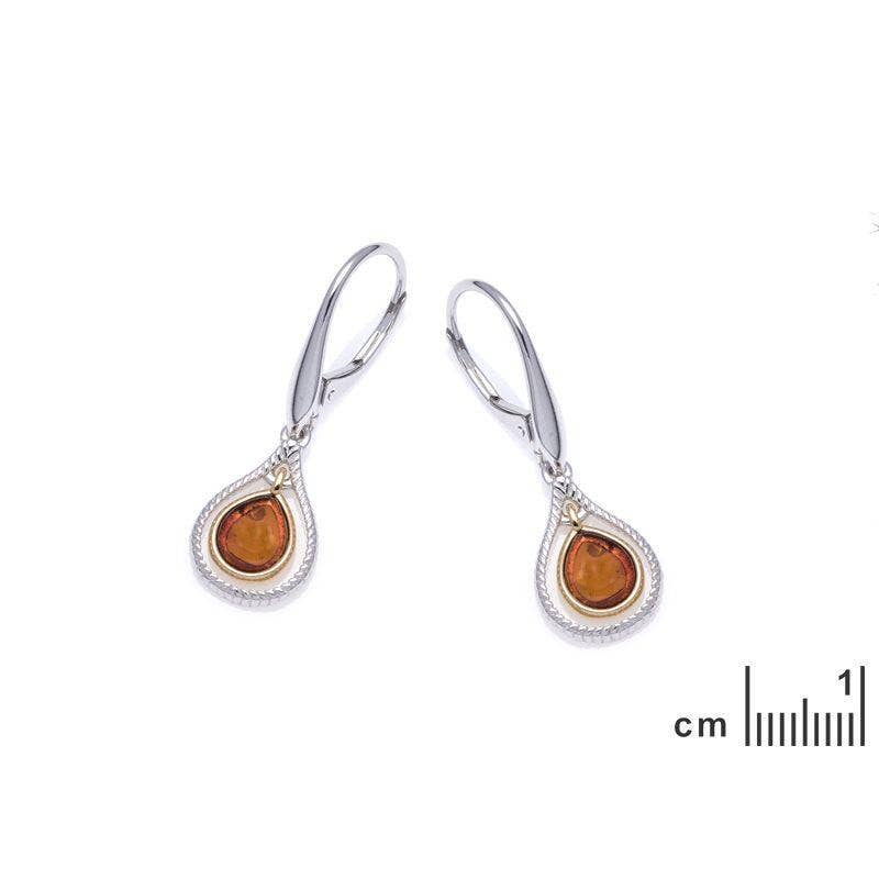 Cognac Boucles d'oreilles goutte ambre cognac naturel, argent 925 en vente sur Faire1